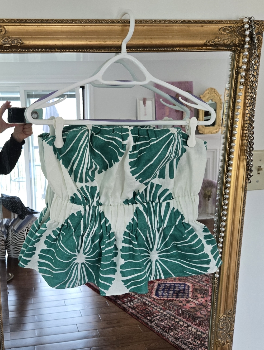 Linen Strapless Peplum Top